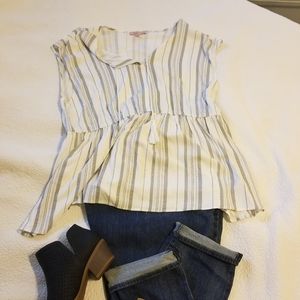 Philosophy, 2X, white with grey and black stripes top